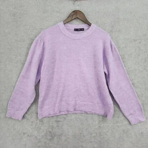 MNG Wool Blend Womens Lavender Crewneck Sweater Large 16PT